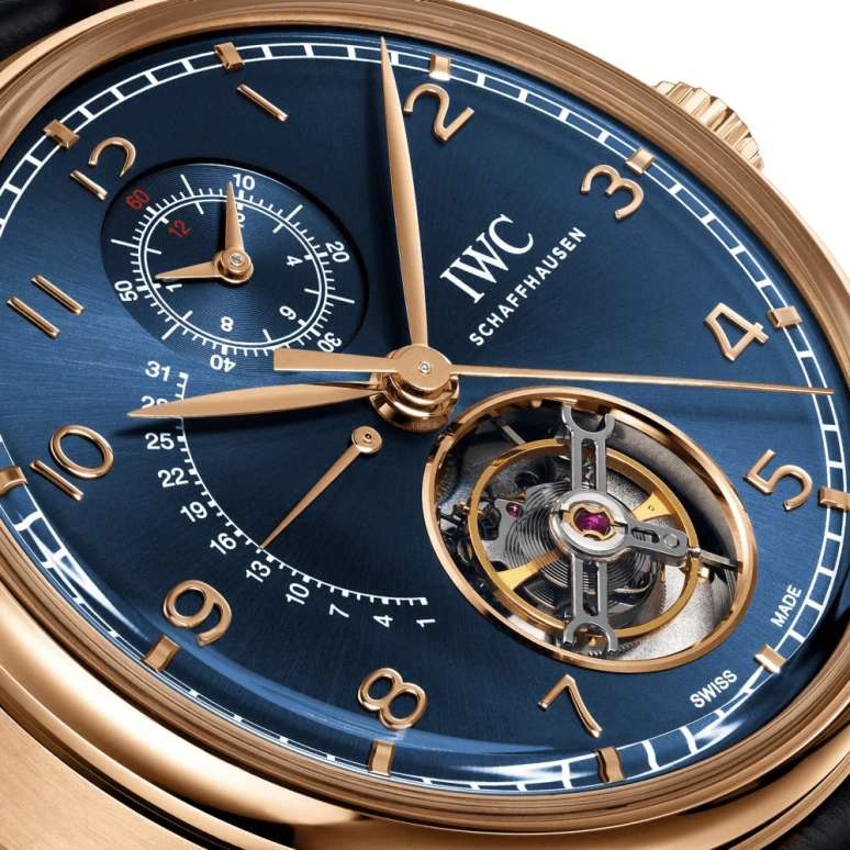 IWC,Portugieser 44mm,44mm,Armor Gold,Blue,Automatic,Chronograph,Day,Tourbillon,Flyback,68hours,In-house Caliber,IW394005