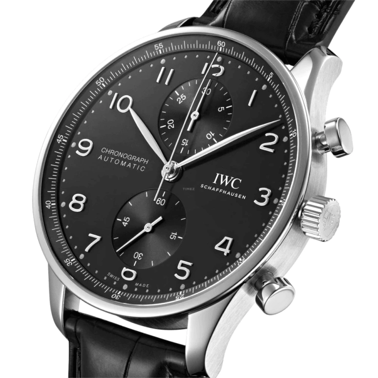 IWC,Portugieser 41mm,41mm,Stainless Steel,Black,Automatic,Chronograph,Column Wheel,IW371609