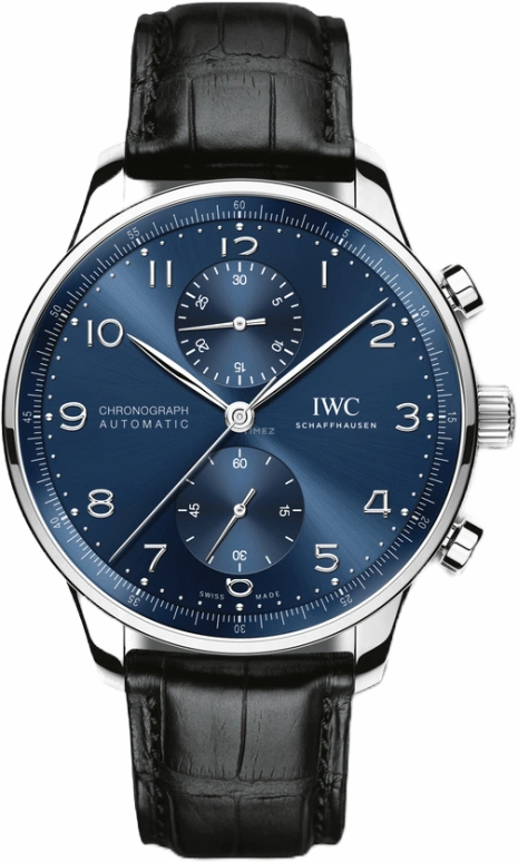 IWC,Portugieser 41mm,41mm,Stainless Steel,Blue,Automatic,Chronograph,Column Wheel,IW371606