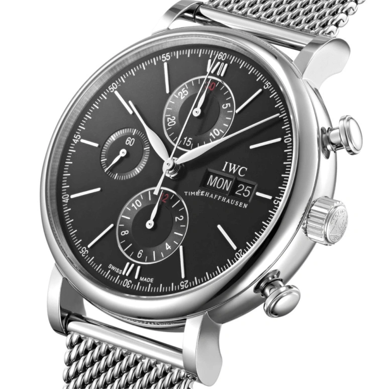 IWC,Portofino 42mm,42mm,Stainless Steel,Black,Automatic,Chronograph,Date,Day,IW391016