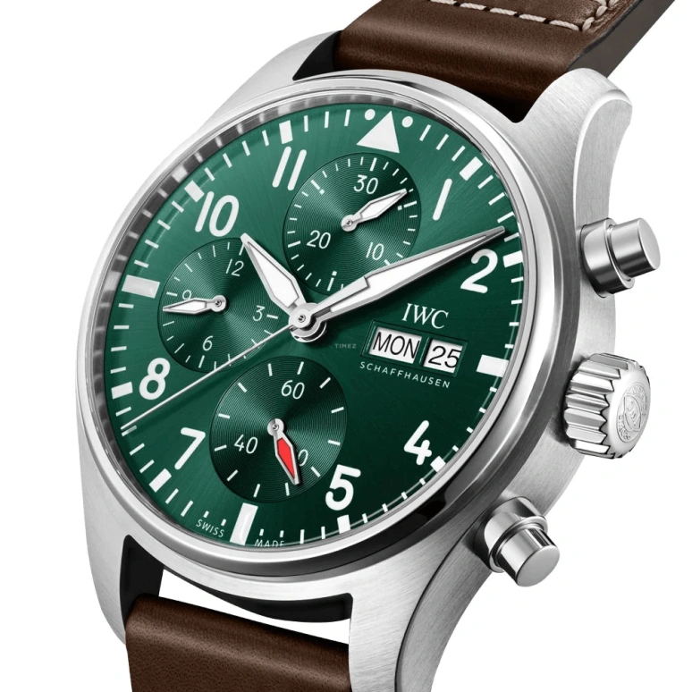 IWC,Pilot 41mm,41mm,Stainless Steel,Green,Automatic,Chronograph,Date,Day,Column Wheel,46hours,In-house Caliber,IW388103
