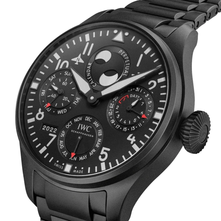 IWC,Big Pilot 46.20mm,46.20mm,Ceratanium,Black,Automatic,Moonphase,Perpetual Calendar,Month,Date,168hours,In-house Caliber,IW503604