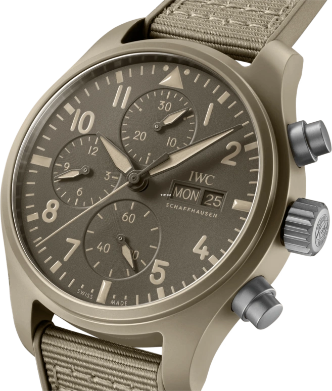 IWC,Pilot 41.90mm,41.90mm,Ceramic,Cream,Brown,Automatic,Chronograph,Date,Day,IW389402