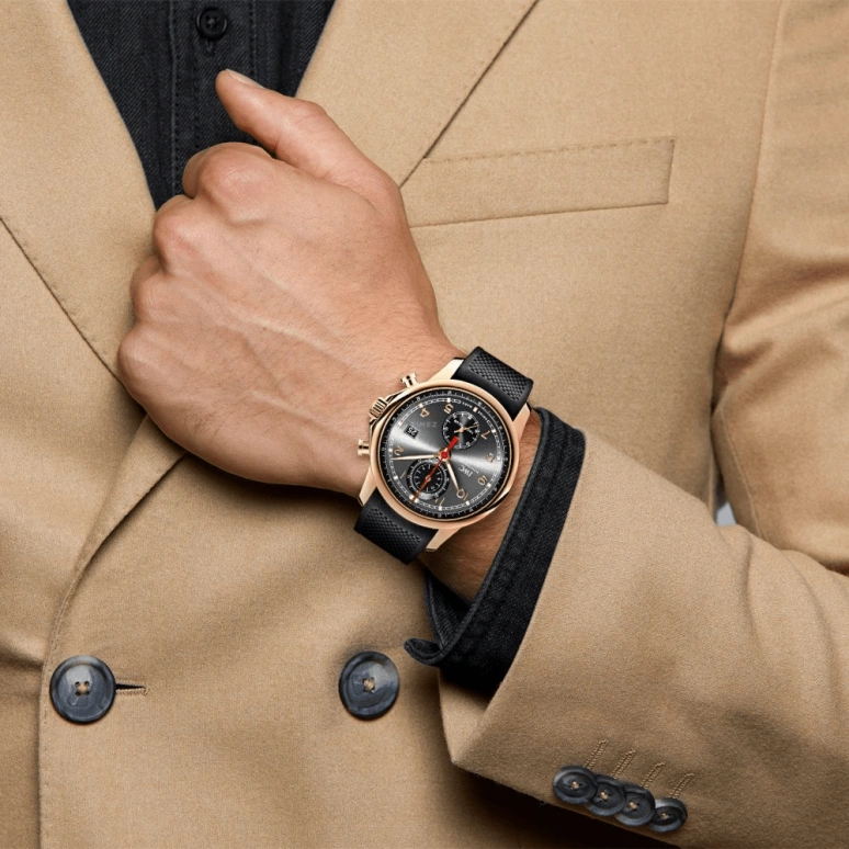 IWC,Portugieser 43.50mm,43.50mm,Red Gold,Grey,Automatic,Chronograph,Date,Flyback,Anti-magnetic,68hours,In-house Caliber,IW390505