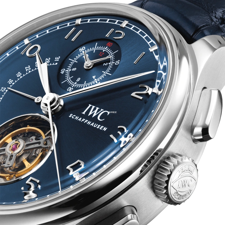 IWC,Portugieser 43.50mm,43.50mm,Platinum,Blue,Automatic,Chronograph,Day,Tourbillon,Retrograde,68hours,In-house Caliber,IW394007