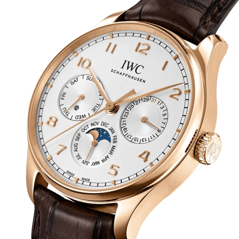 IWC,Portugieser 42.40mm,42.40mm,Red Gold,Silver,Automatic,Moonphase,Leap Year,Month,Date,60hours,In-house Caliber,IW344202
