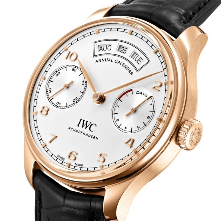 IWC,Portugieser 44.20mm,44.20mm,Red Gold,Silver,Automatic,Annual Calendar,Month,Date,Day,168hours,In-house Caliber,IW503504