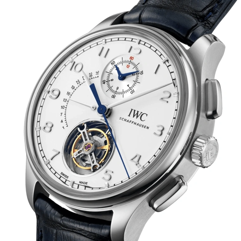 IWC,Portugieser 44mm,44mm,Platinum,Silver,Automatic,Chronograph,Day,Tourbillon,Flyback,68hours,In-house Caliber,IW394006