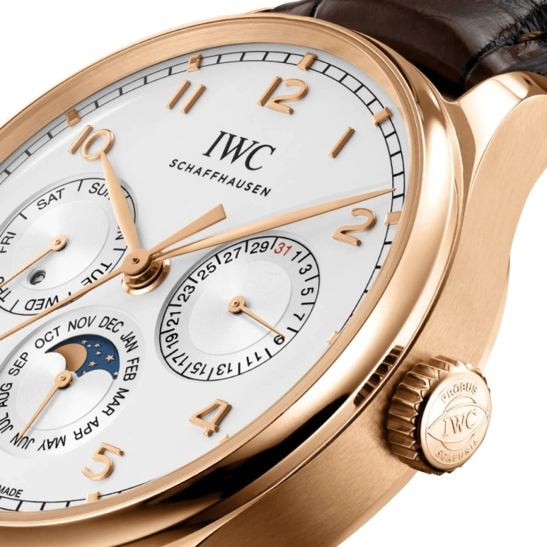 IWC,Portugieser 42.40mm,42.40mm,Red Gold,Silver,Automatic,Moonphase,Leap Year,Month,Date,60hours,In-house Caliber,IW344202