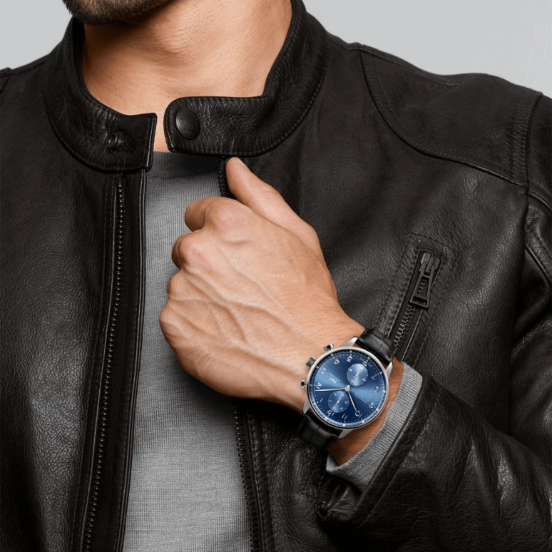 IWC,Portugieser 41mm,41mm,Stainless Steel,Blue,Automatic,Chronograph,Column Wheel,IW371606