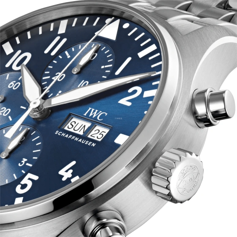 IWC,Pilot 43mm,43mm,Stainless Steel,Blue,Automatic,Chronograph,Date,Day,Anti-magnetic,44hours,In-house Caliber,IW377717