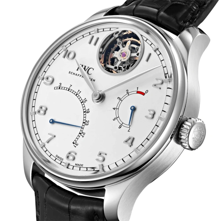 IWC,Portugieser 44.20mm,44.20mm,Platinum,Silver,Automatic,Date,Power Reserve Indicator,Tourbillon Escapement,Flyback,168hours,In-house Caliber,IW504601