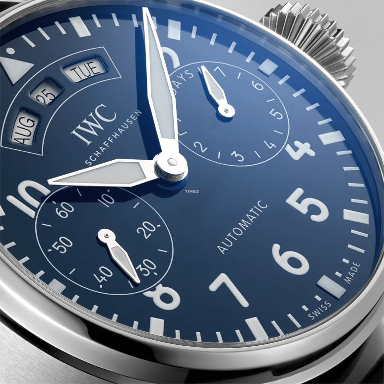 IWC,Big Pilot 46.20mm,46.20mm,Stainless Steel,Blue,Automatic,Annual Calendar,Month,Date,Day,168hours,In-house Caliber,IW502708