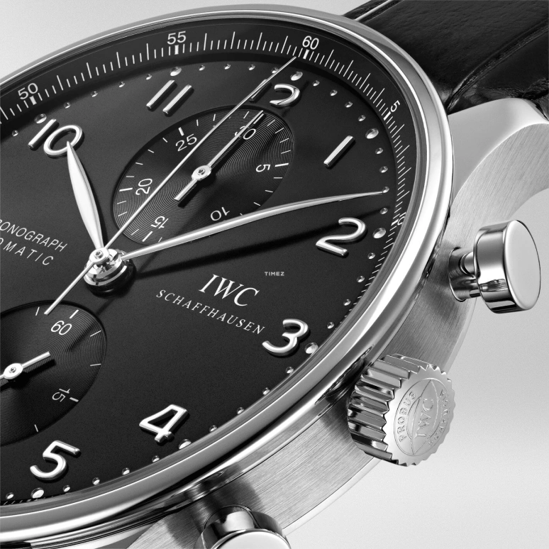 IWC,Portugieser 40.90mm,40.90mm,Stainless Steel,Black,Automatic,Chronograph,44hours,IW371447