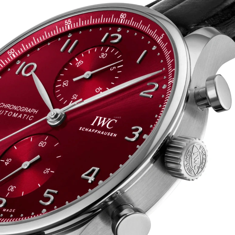 IWC,Portugieser 41mm,41mm,Stainless Steel,Red,Automatic,Chronograph,Column Wheel,IW371616