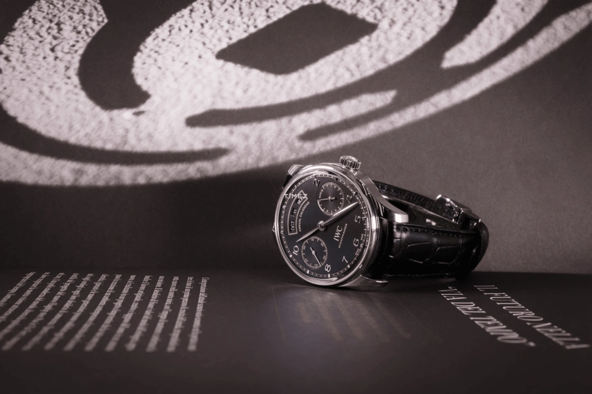IWC,Portugieser 44mm,44mm,Stainless Steel,Black,Automatic,Month,Date,Day,Power Reserve Indicator,168hours,In-house Caliber,PISA