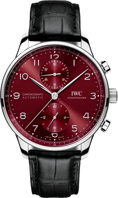 IWC,Portugieser 41mm,41mm,Stainless Steel,Red,Automatic,Chronograph,Column Wheel,IW371616