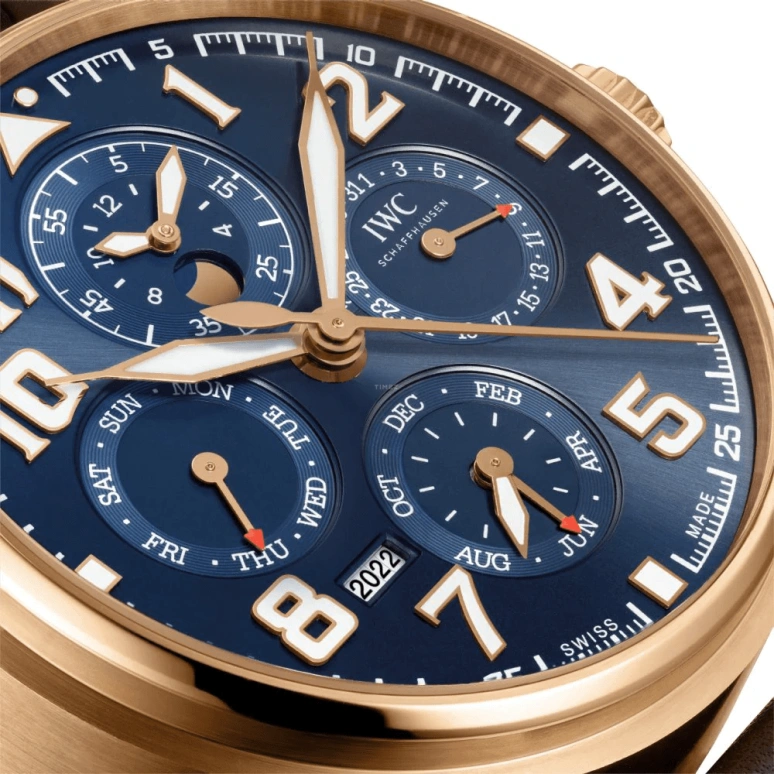 IWC,Pilot 43mm,43mm,Red Gold,Blue,Automatic,Chronograph,Moonphase,Perpetual Calendar,Month,68hours,In-house Caliber,IW392202