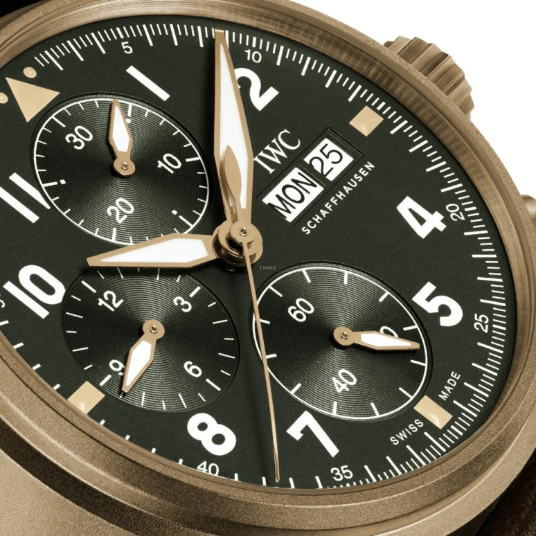 IWC,Pilot 41mm,41mm,Titanium,Bronze,Green,Automatic,Chronograph,Date,Day,Anti-magnetic,48hours,In-house Caliber,IW387902