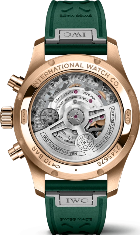 IWC,Pilot 41mm,41mm,Yellow Gold,Green,Automatic,Chronograph,Date,Day,IW388110