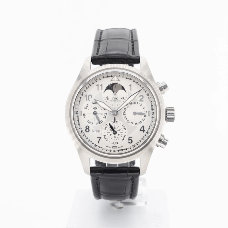 IWC,Pilot 42mm,42mm,Stainless Steel,Silver,Automatic,Chronograph,Moonphase,Perpetual Calendar,Month,44hours,In-house Caliber,IW375705