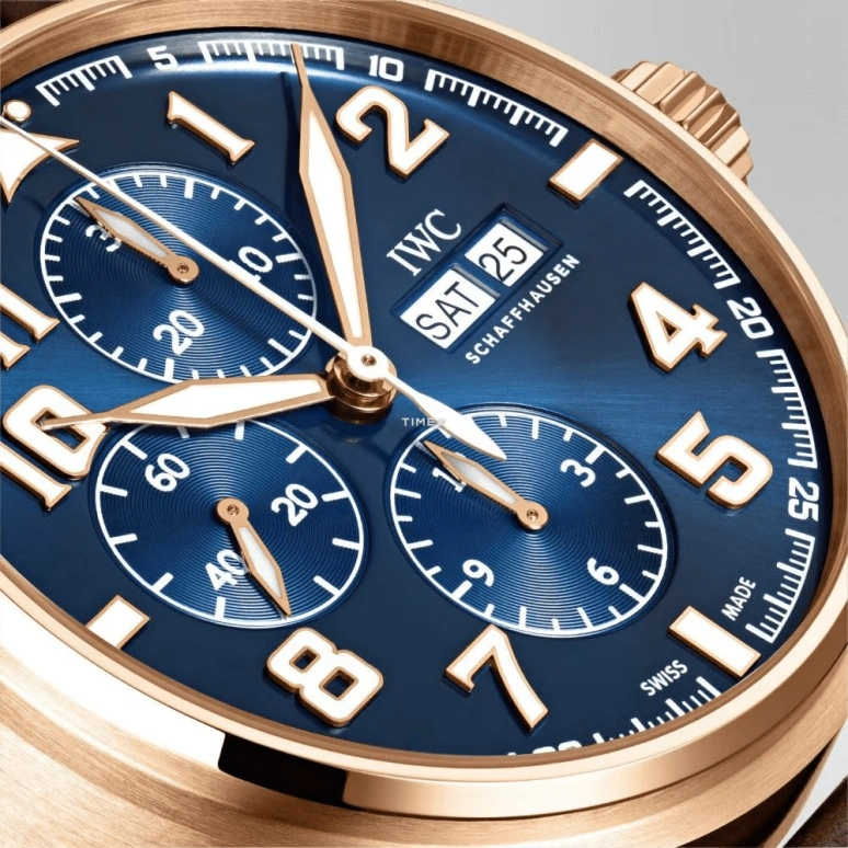 IWC,Pilot 43mm,43mm,Red Gold,Blue,Automatic,Chronograph,Date,Day,Anti-magnetic,44hours,In-house Caliber,IW377721