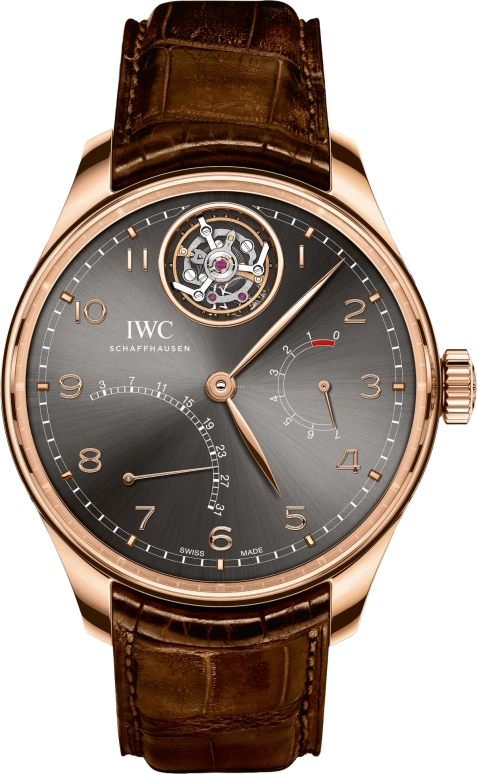IWC,Portugieser 44.20mm,44.20mm,Red Gold,Grey,Automatic,Date,Power Reserve Indicator,Tourbillon Escapement,Flyback,168hours,In-house Caliber,IW504602