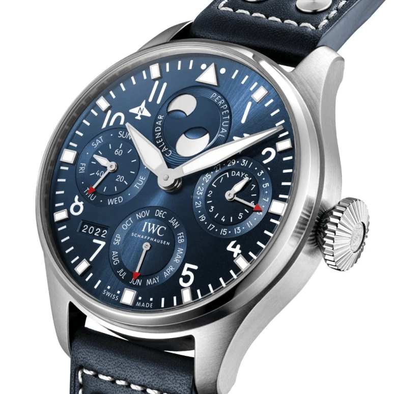 IWC,Big Pilot 46.20mm,46.20mm,Stainless Steel,Blue,Automatic,Moonphase,Perpetual Calendar,Month,Date,168hours,In-house Caliber,IW503605