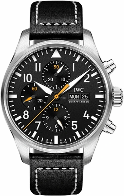IWC,Pilot 43mm,43mm,Stainless Steel,Black,Automatic,Chronograph,Date,Day,Anti-magnetic,44hours,In-house Caliber,IW377727