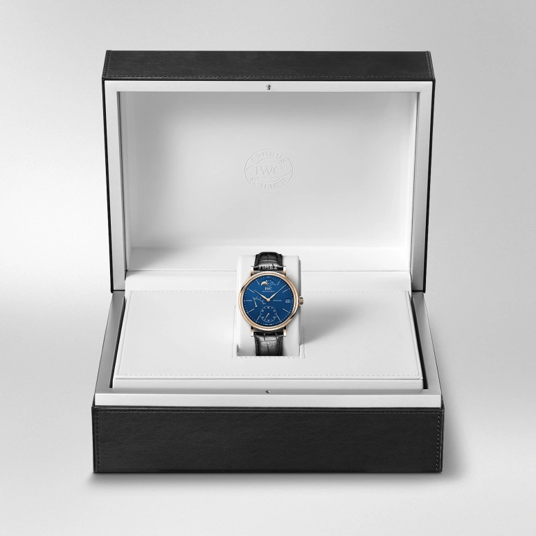 IWC,Portofino 45mm,45mm,Red Gold,Blue,Handwound,Moonphase,Day,Power Reserve Indicator,IW516407
