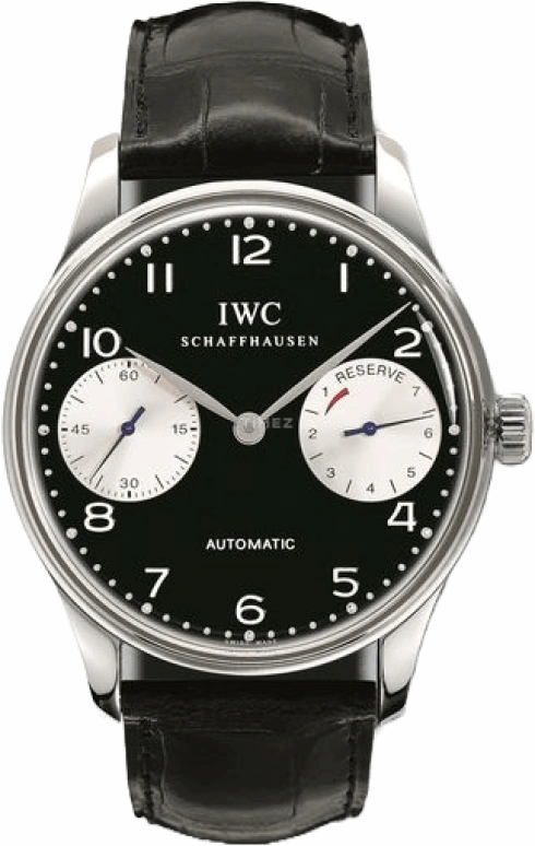 IWC,Portugieser 42mm,42mm,Stainless Steel,Black,Automatic,Power Reserve Indicator,168hours,IW500001