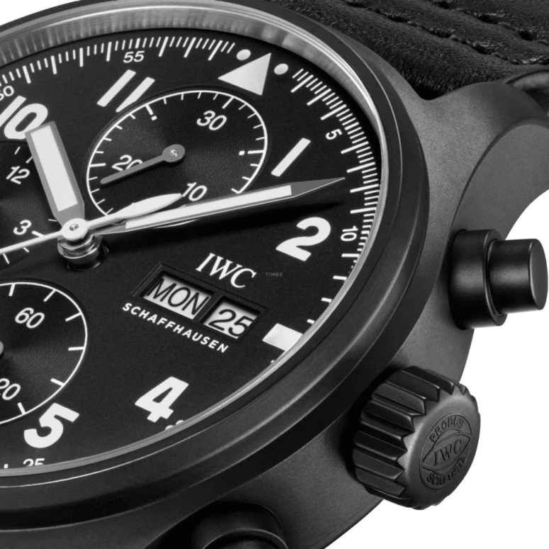 IWC,Pilot 41.50mm,41.50mm,Ceratanium,Black,Automatic,Chronograph,Date,Day,Anti-magnetic,48hours,In-house Caliber,IW387905