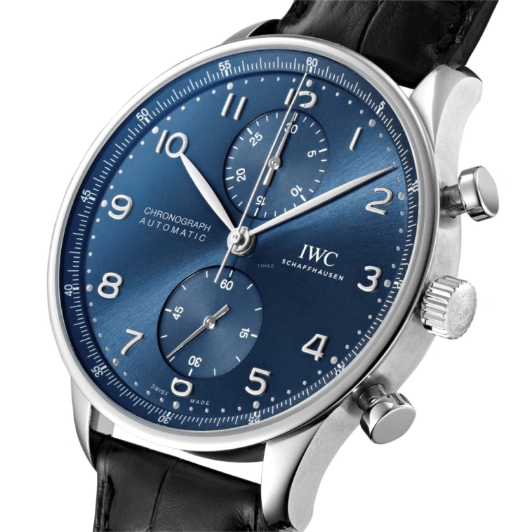 IWC,Portugieser 41mm,41mm,Stainless Steel,Blue,Automatic,Chronograph,Column Wheel,IW371606