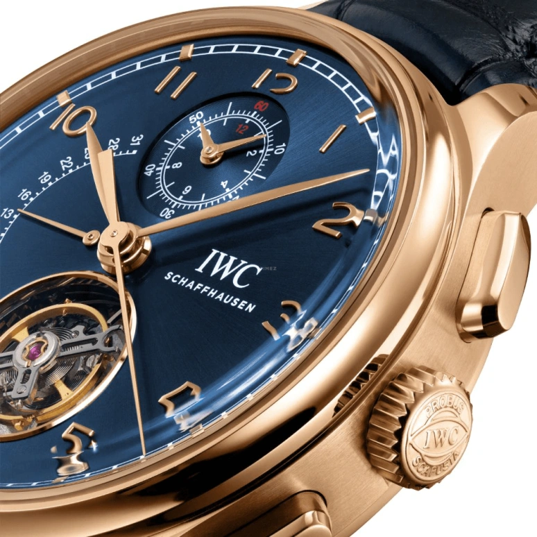 IWC,Portugieser 44mm,44mm,Armor Gold,Blue,Automatic,Chronograph,Day,Tourbillon,Flyback,68hours,In-house Caliber,IW394005