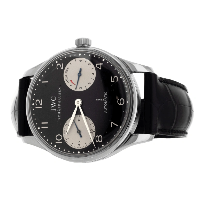 IWC,Portugieser 42mm,42mm,Stainless Steel,Black,Automatic,Power Reserve Indicator,168hours,IW500001