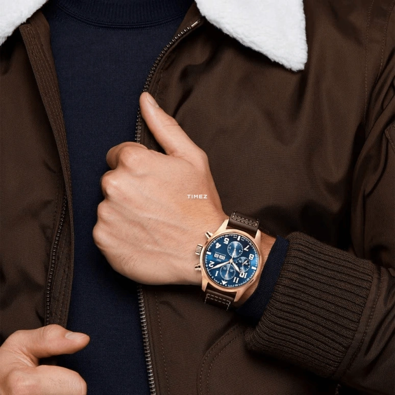 IWC,Pilot 43mm,43mm,Red Gold,Blue,Automatic,Chronograph,Date,Day,Anti-magnetic,44hours,In-house Caliber,IW377721