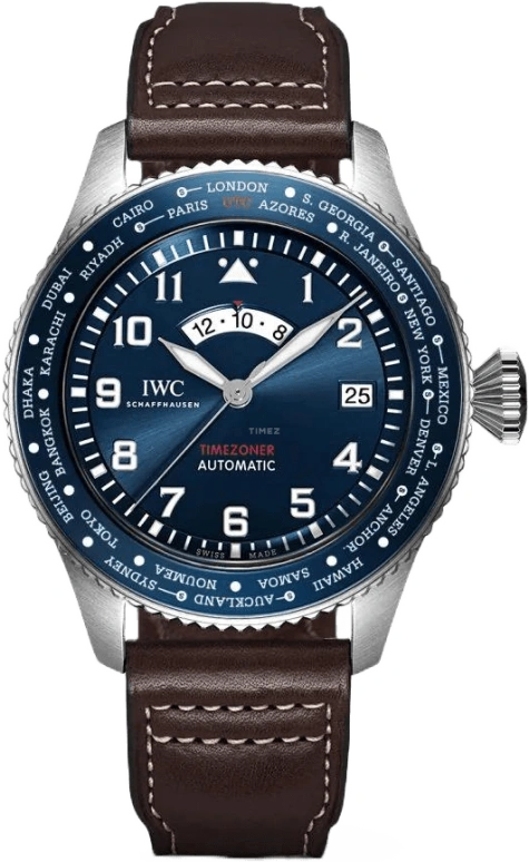 IWC,Pilot 46mm,46mm,Stainless Steel,Blue,Automatic,Day,World Time,IW395503
