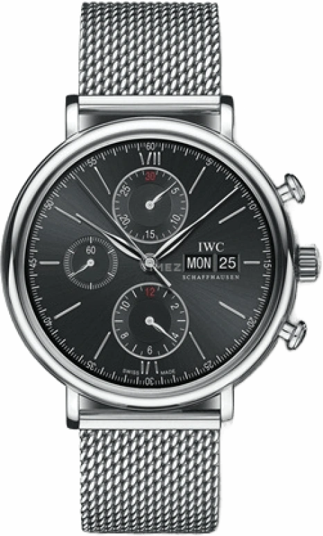 IWC,Portofino 42mm,42mm,Stainless Steel,Black,Automatic,Chronograph,Date,Day,IW391010