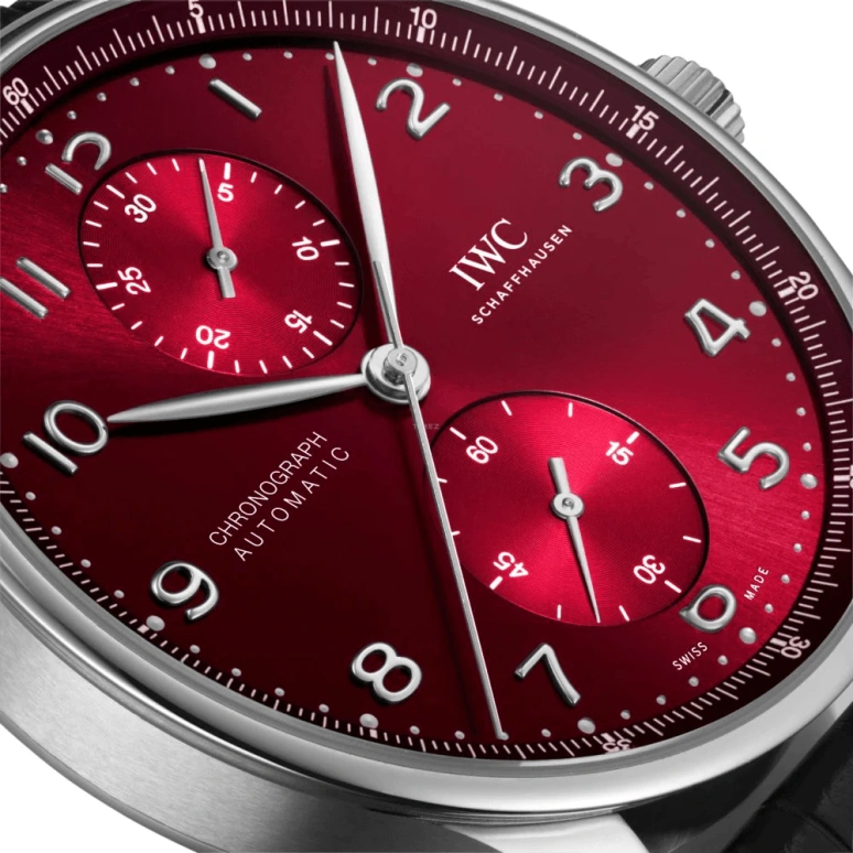 IWC,Portugieser 41mm,41mm,Stainless Steel,Red,Automatic,Chronograph,Column Wheel,IW371616