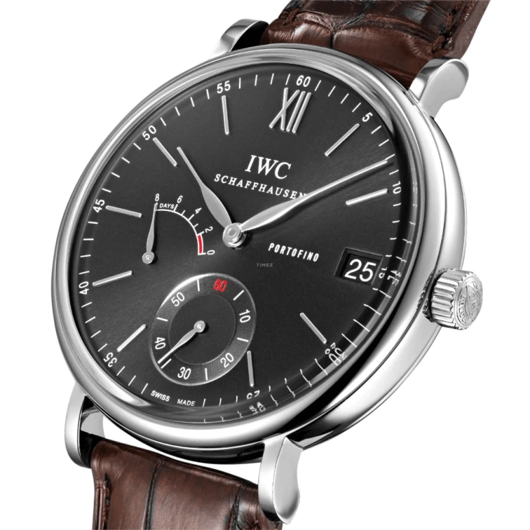 IWC,Portofino 45mm,45mm,Stainless Steel,Black,Handwound,Date,Power Reserve Indicator,IW510102