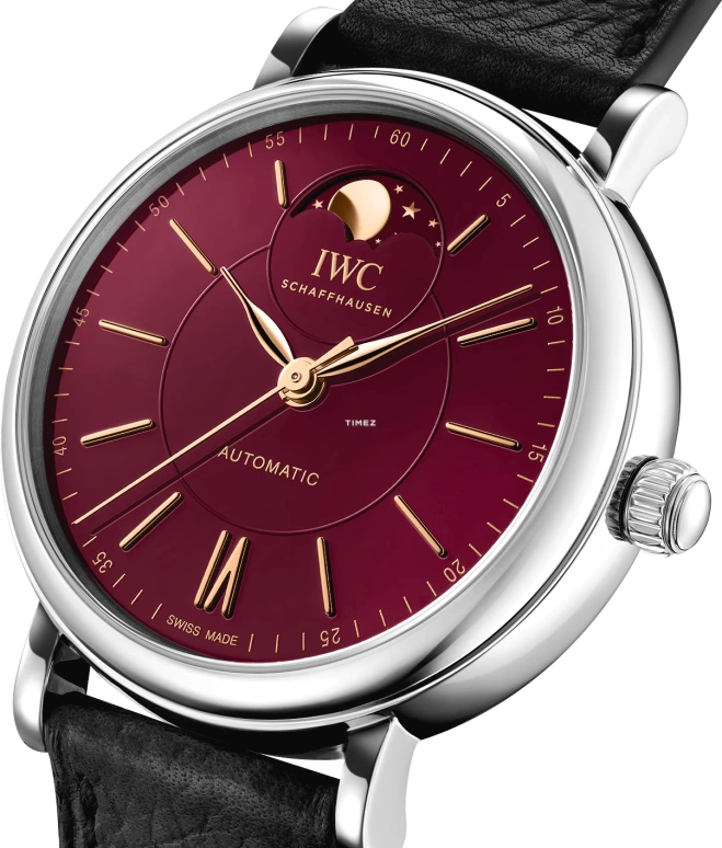 IWC,Portofino 37.10mm,37.10mm,Stainless Steel,Wine Red,Automatic,Moonphase,In-house Caliber,snake,IW459604