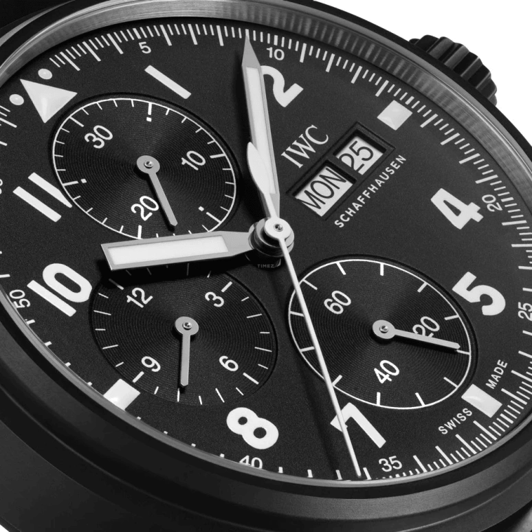 IWC,Pilot 41.50mm,41.50mm,Ceratanium,Black,Automatic,Chronograph,Date,Day,Anti-magnetic,48hours,In-house Caliber,IW387905