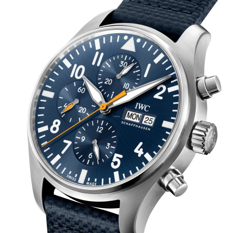 IWC,Pilot 43mm,43mm,Stainless Steel,Blue,Automatic,Chronograph,Date,Day,Anti-magnetic,44hours,In-house Caliber,IW377729