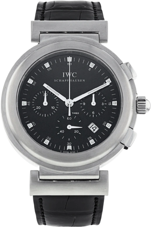IWC,Da Vinci 37mm,37mm,Stainless Steel,Black,Quartz,Chronograph,Day,IW372806