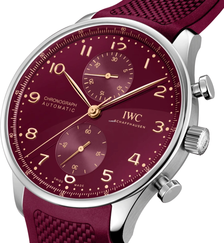 IWC,Portugieser 41mm,41mm,Stainless Steel,Burgundy,Automatic,Chronograph,46hours,IW371629