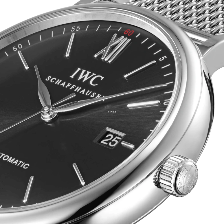 IWC,Portofino 40mm,40mm,Stainless Steel,Black,Automatic,Day,42hours,IW356508