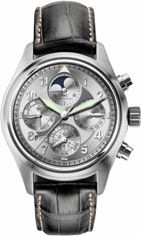 IWC,Pilot 42mm,42mm,Stainless Steel,Silver,Automatic,Chronograph,Moonphase,Perpetual Calendar,Month,44hours,In-house Caliber,IW375705