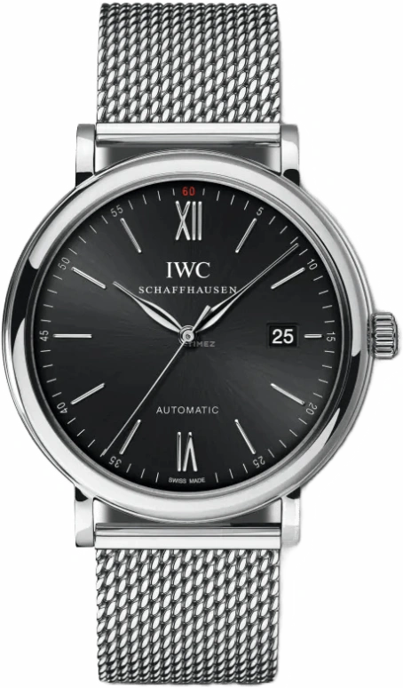 IWC,Portofino 40mm,40mm,Stainless Steel,Black,Automatic,Day,42hours,IW356508