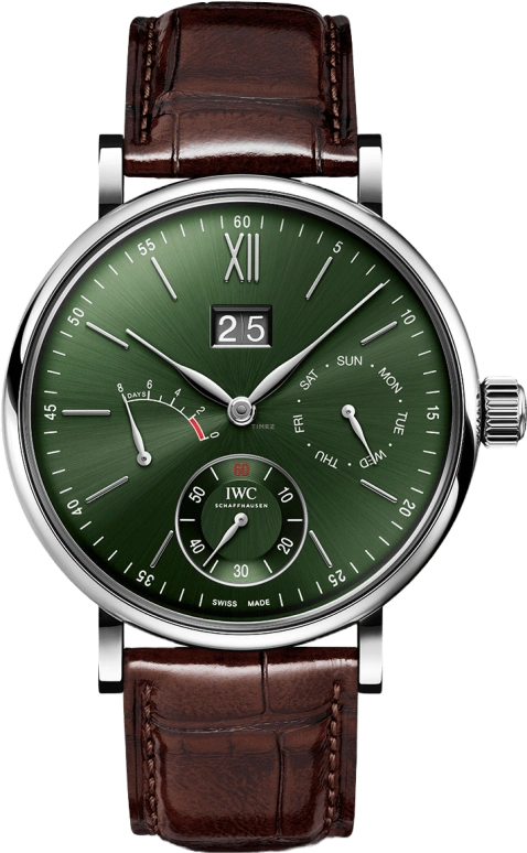 IWC,Portofino 45mm,45mm,Stainless Steel,Green,Handwound,Day,Power Reserve Indicator,Big Date,IW516205