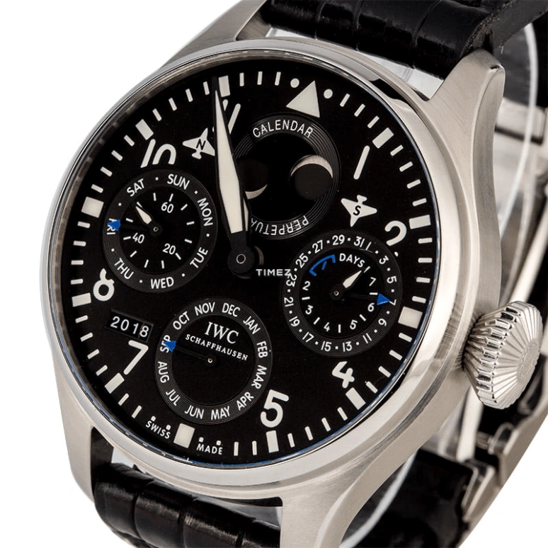 IWC,Big Pilot 46.20mm,46.20mm,Stainless Steel,Black,Automatic,Moonphase,Perpetual Calendar,Month,Date,168hours,In-house Caliber,IW502619